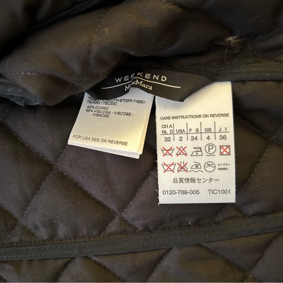 Max Mara Weekend Quilted Black Jacket Size 2 - Picture 5 of 5